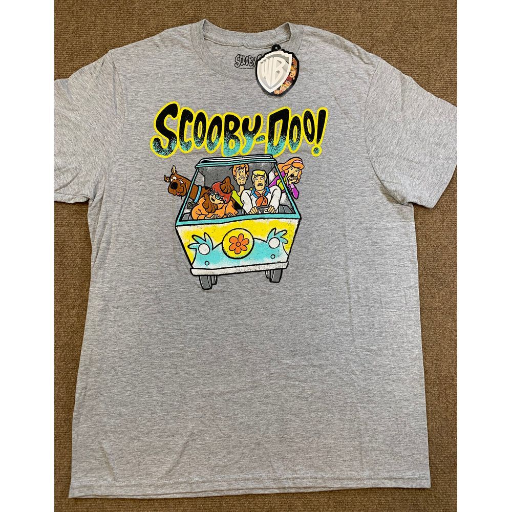 Scooby-Doo Shirt Mens M Mystery Machine Gang Graphic Short Sleeve Gray Cotton